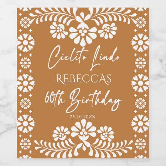 Cielito lindo terracotta Mexicaanse 60ste verjaard Wijn Etiket (Enkel label)