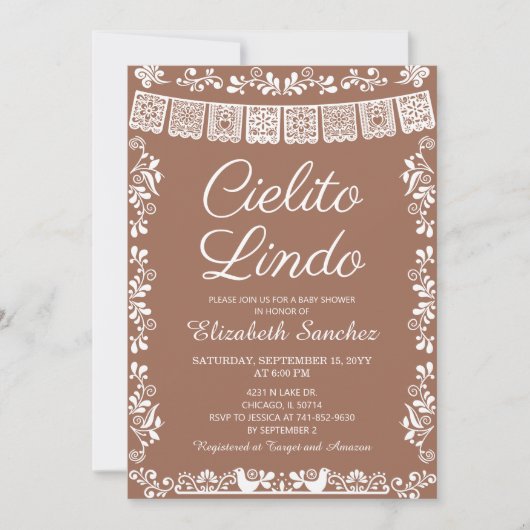 Cielito Lindo Terracotta Papel Picado Baby Shower Kaart (Voorkant)