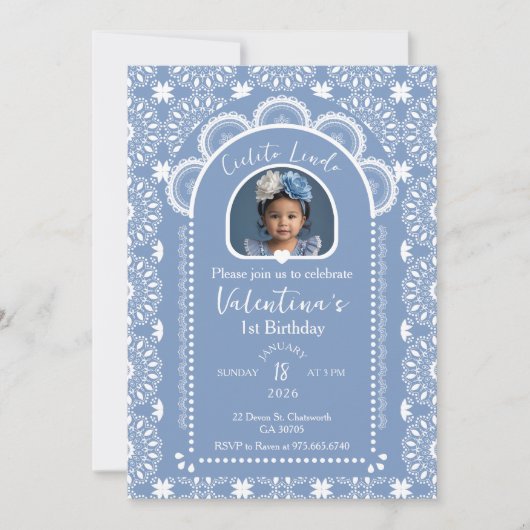 Cielito Lindo Uitnodiging 1e verjaardag met foto (Voorkant)