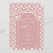 Cielito Lindo Uitnodiging 1e verjaardag Roze (Voorkant / Achterkant)