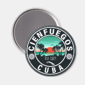 Cienfuegos Cuba Island Retro Sunset Souvenirs 60s Magneet (Voorkant / Achterkant)