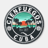 Cienfuegos Cuba Island Retro Sunset Souvenirs 60s Magneet (Voorkant)