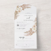 CIERA Bohehmian Herfst Pampas Grass Wedding All In One Uitnodiging (Binnen)