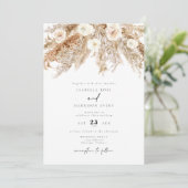 CIERA Bohemian Dry Pampas Wedding Invitation Kaart (Staand voorkant)