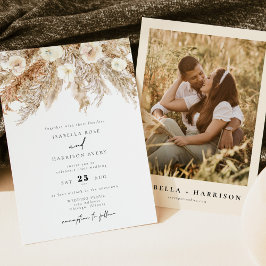 CIERA Bohemian Herfst Earthy Pampas Photo Wedding Kaart