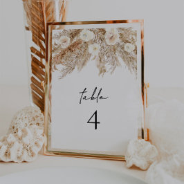 CIERA Bohemian Pampas Beige Desert Table Numbers Kaart