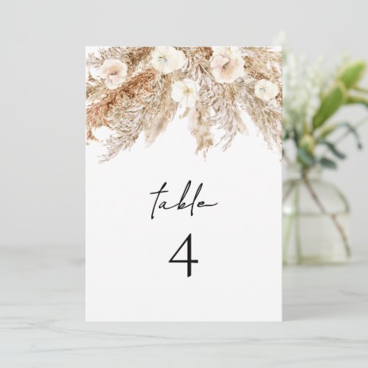 CIERA Bohemian Pampas Beige Desert Table Numbers Kaart (Staand voorkant)