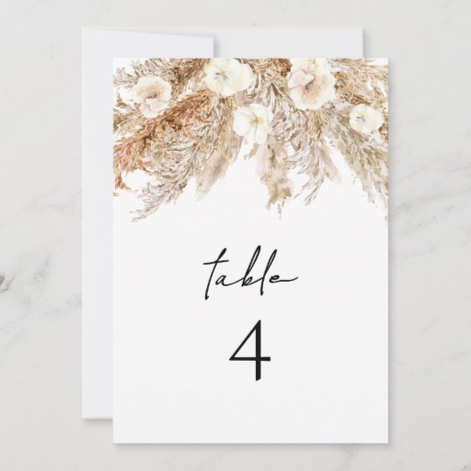 CIERA Bohemian Pampas Beige Desert Table Numbers Kaart (Achterkant)