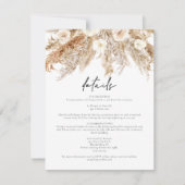 CIERA Bohemian Pampas Grass Wedding Details Card Kaart (Voorkant)