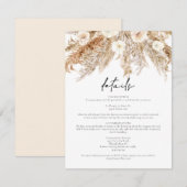 CIERA Bohemian Pampas Grass Wedding Details Card Kaart (Voorkant / Achterkant)