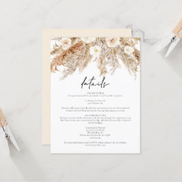 CIERA Bohemian Pampas Grass Wedding Details Card Kaart