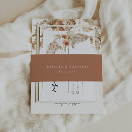 CIERA Bohemian Terracotta Minimalist Weddenschap Uitnodigingen Wikkel