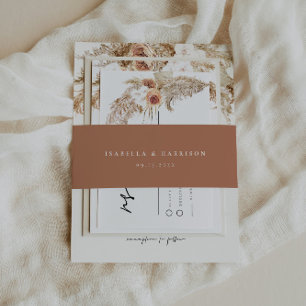 CIERA Bohemian Terracotta Minimalist Weddenschap Uitnodigingen Wikkel