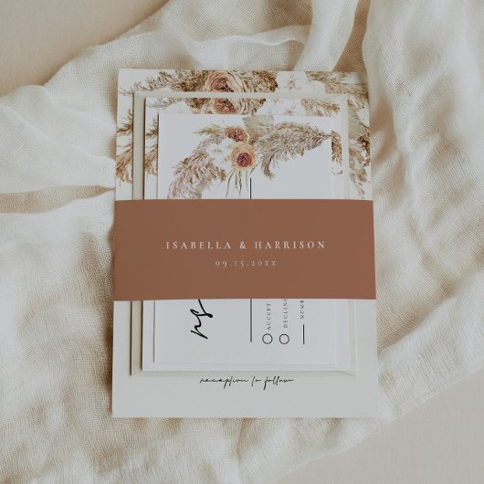 CIERA Bohemian Terracotta Minimalist Weddenschap Uitnodigingen Wikkel