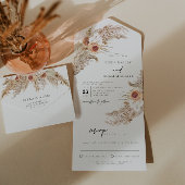 CIERA Bohemian Terracotta Pampas Grass Wedding All In One Uitnodiging
