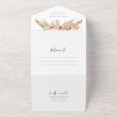 CIERA Bohemian Terracotta Pampas Grass Wedding All In One Uitnodiging (Buitenkant)