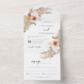 CIERA Bohemian Terracotta Pampas Grass Wedding All In One Uitnodiging (Binnen)