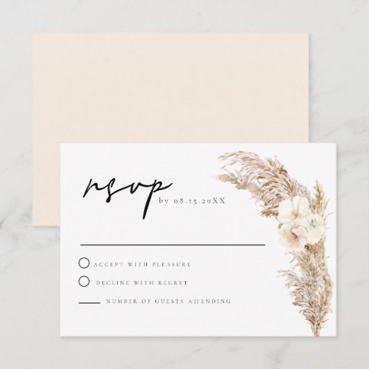 CIERA Boho Dry Pampas Grass RSVP-kaart Kaart (Voorkant / Achterkant)