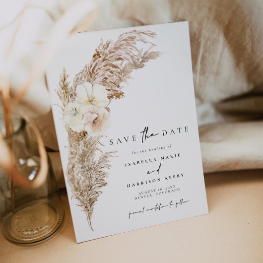 CIERA Boho Dry Pampas Grass Save the Date Kaart
