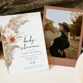 CIERA Boho Terracotta Floral Pampas Baby shower Kaart