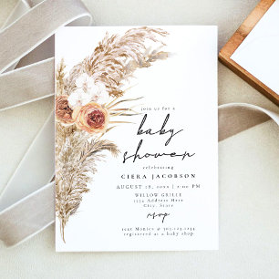 CIERA Boho Terracotta Floral Pampas Baby shower Kaart