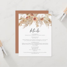 CIERA Boho Terracotta Floral Pampas Details Card