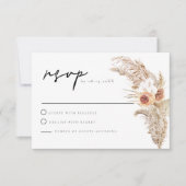 CIERA Boho Terracotta Floral Pampas RSVP Card Kaart (Voorkant)