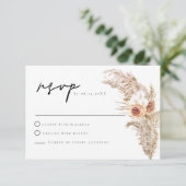 CIERA Boho Terracotta Floral Pampas RSVP Card Kaart (Staand voorkant)