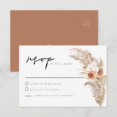 CIERA Boho Terracotta Floral Pampas RSVP Card Kaart (Voorkant / Achterkant)
