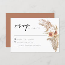 CIERA Boho Terracotta Floral Pampas RSVP Card