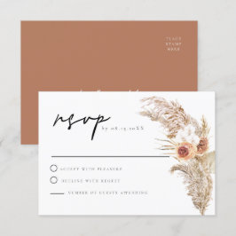 CIERA Boho Terracotta Floral Pampas RSVP Card Kaart