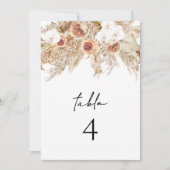 CIERA Boho Terracotta Pampas Desert Table Numbers Kaart (Voorkant)