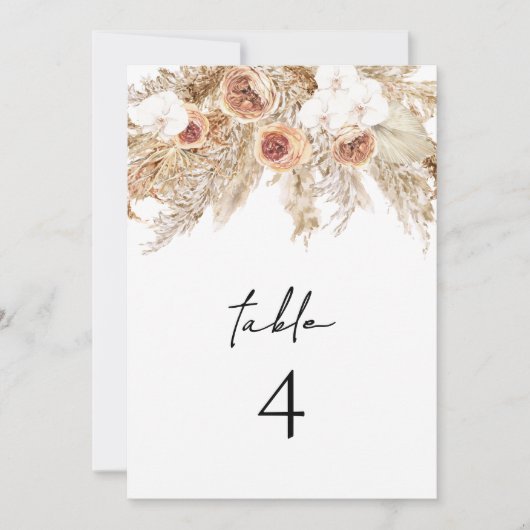 CIERA Boho Terracotta Pampas Desert Table Numbers Kaart (Voorkant)