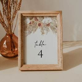 CIERA Boho Terracotta Pampas Desert Table Numbers Kaart
