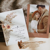 CIERA Boho Terracotta Pampas Photo Save the Date Kaart