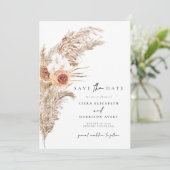 CIERA Boho Terracotta Pampas Photo Save the Date Kaart (Staand voorkant)