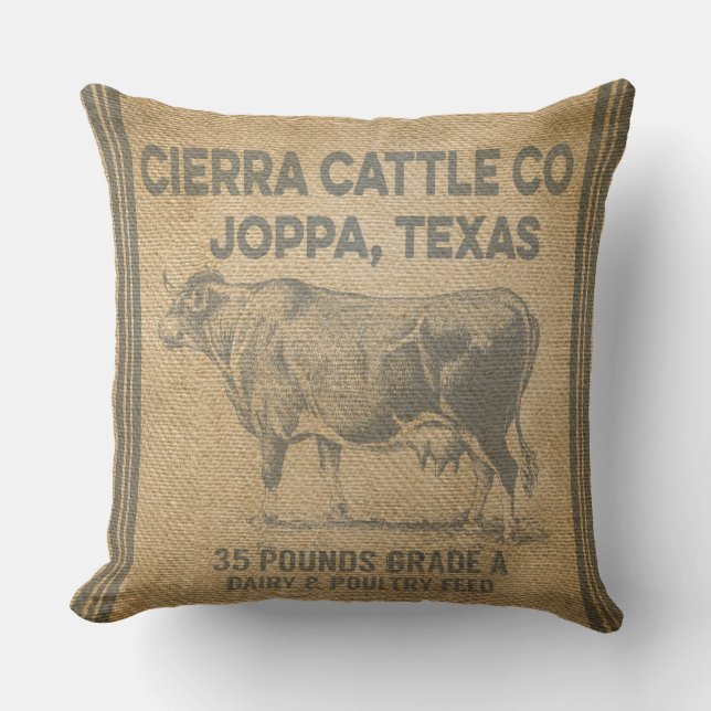 CIERRA CATTLE CO JOPPA TEXAS burlap Stylow Kussen (Voorkant)