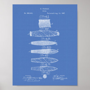 Cigar 1887 Patent Art Blueprint Poster