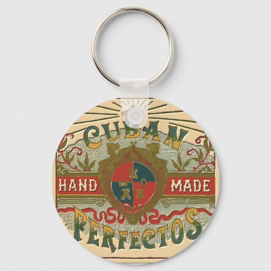 Cigar Ad for Cuban Perfectos Tobacco Label Sleutelhanger (Voorkant)