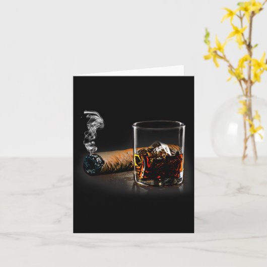 Cigar And Bourbon Great Gift For Cigar Lounge Love Kaart (Gele Bloem)