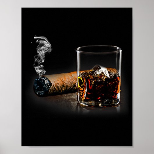 Cigar And Bourbon Great Gift For Cigar Lounge Love Poster (Voorkant)