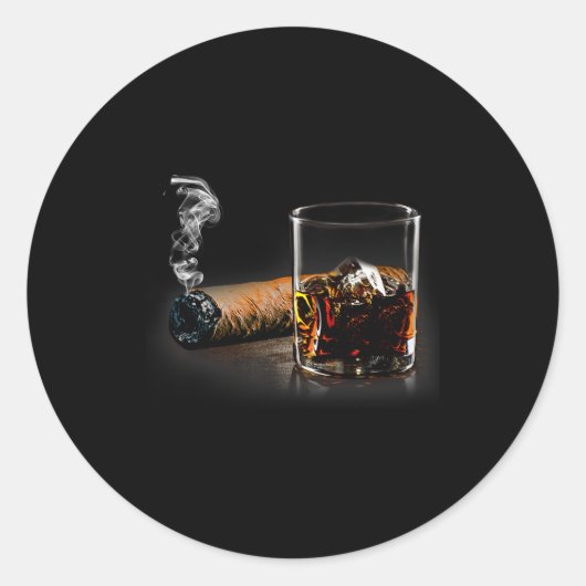 Cigar And Bourbon Great Gift For Cigar Lounge Love Ronde Sticker (Voorkant)