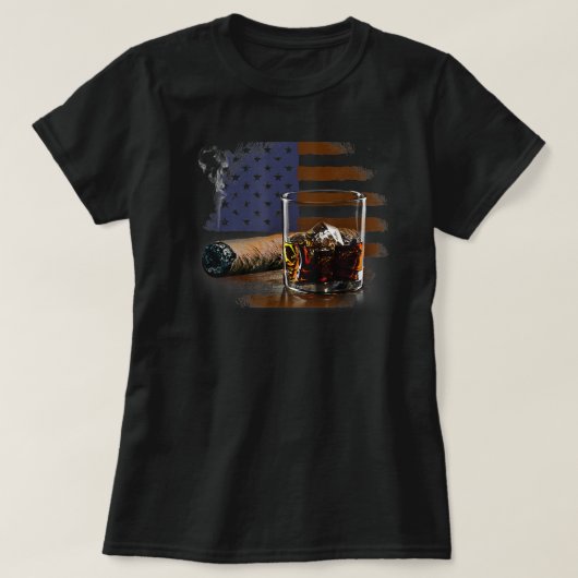 Cigar and Bourbon Great Gift for Cigar Lounge Love T-shirt (Design voorkant)