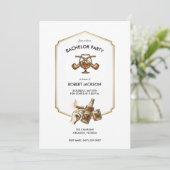 Cigar and Whisky Bachelor Party Invitation Kaart (Staand voorkant)