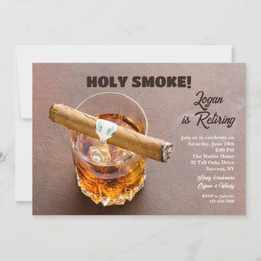 Cigar and Whisky Retirement Invitations Kaart (Voorkant)