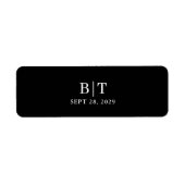 Cigar Band Zwart en Wit Monogram Trouwlabel Etiket (Voorkant)