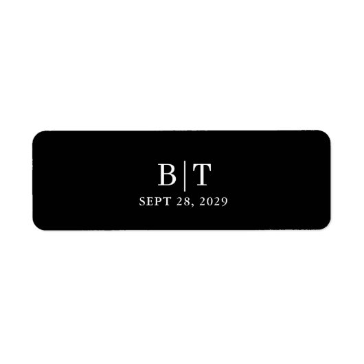 Cigar Band Zwart en Wit Monogram Trouwlabel Etiket (Voorkant)