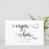 "Cigar Bar" Black White Calligraphy Wedding Sign (Staand voorkant)