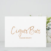 "Cigar Bar" Bruiloftsbord | Stijlvolle gouden roos Kaart (Staand voorkant)