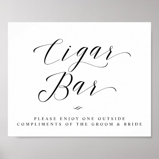 Cigar Bar Calligraphy Script Simple Wedding Sign Poster (Voorkant)
